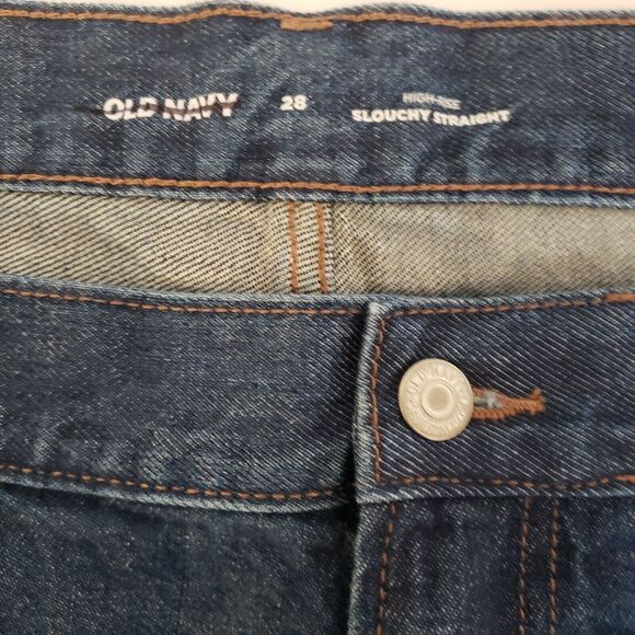 Old Navy Plus SIZE 28 High Rise Slouchy Straight Dark Jean Shorts Denim Raw Hem - Picture 4 of 9